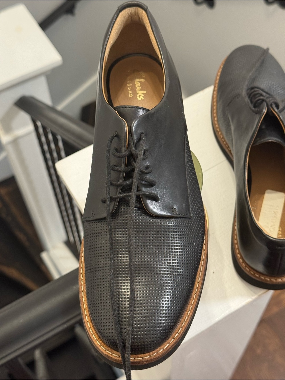 Clarks Artisan Leather Perforated Oxfords with Brown Welt - Picture 3 of 6